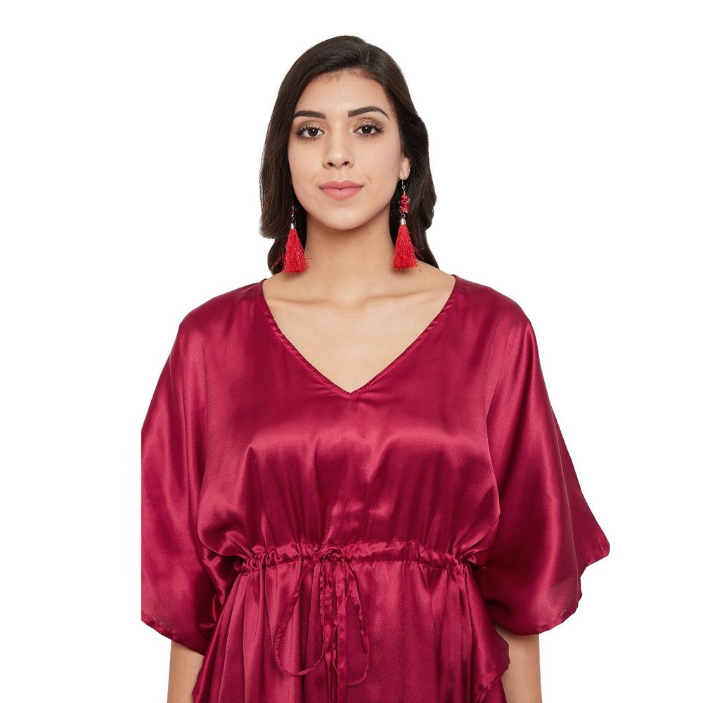 Women Plus Size Satin Mini Dress Loose Nighty Tunic Tops Dress by Gypsie Blu - Picture 5 of 9